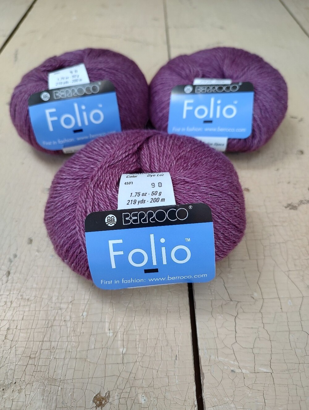 Berroco Folio Yarn - Color 4501 - Lot Of 3